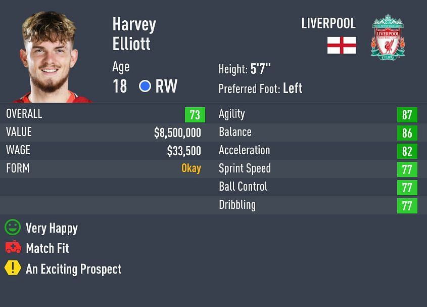 Elliot has a 4-star weak foot and skill moves in FIFA 22 (Image via Sportskeeda)