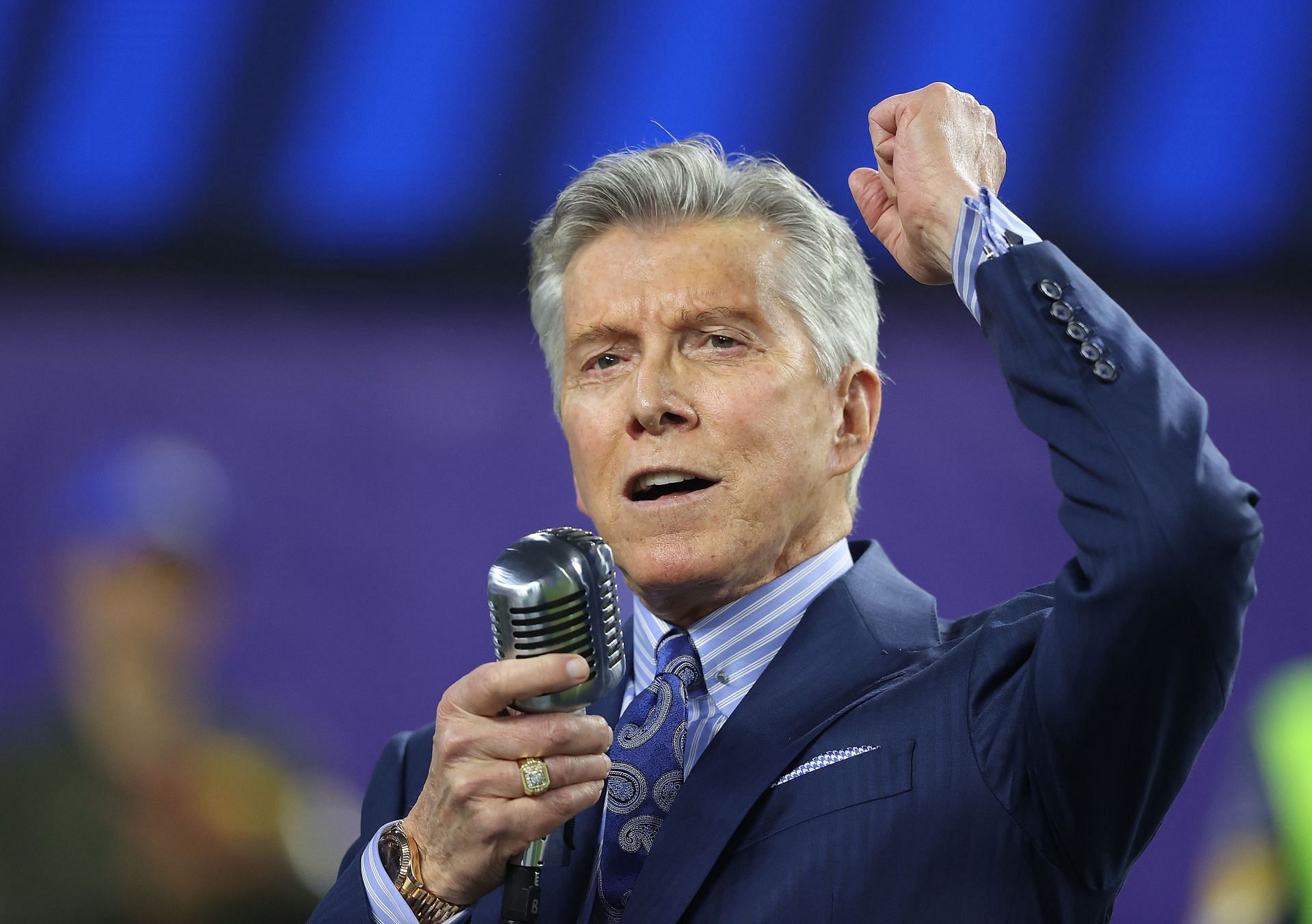 Michael Buffer at the Tennessee Titans vs. Los Angeles Rams NFL game.