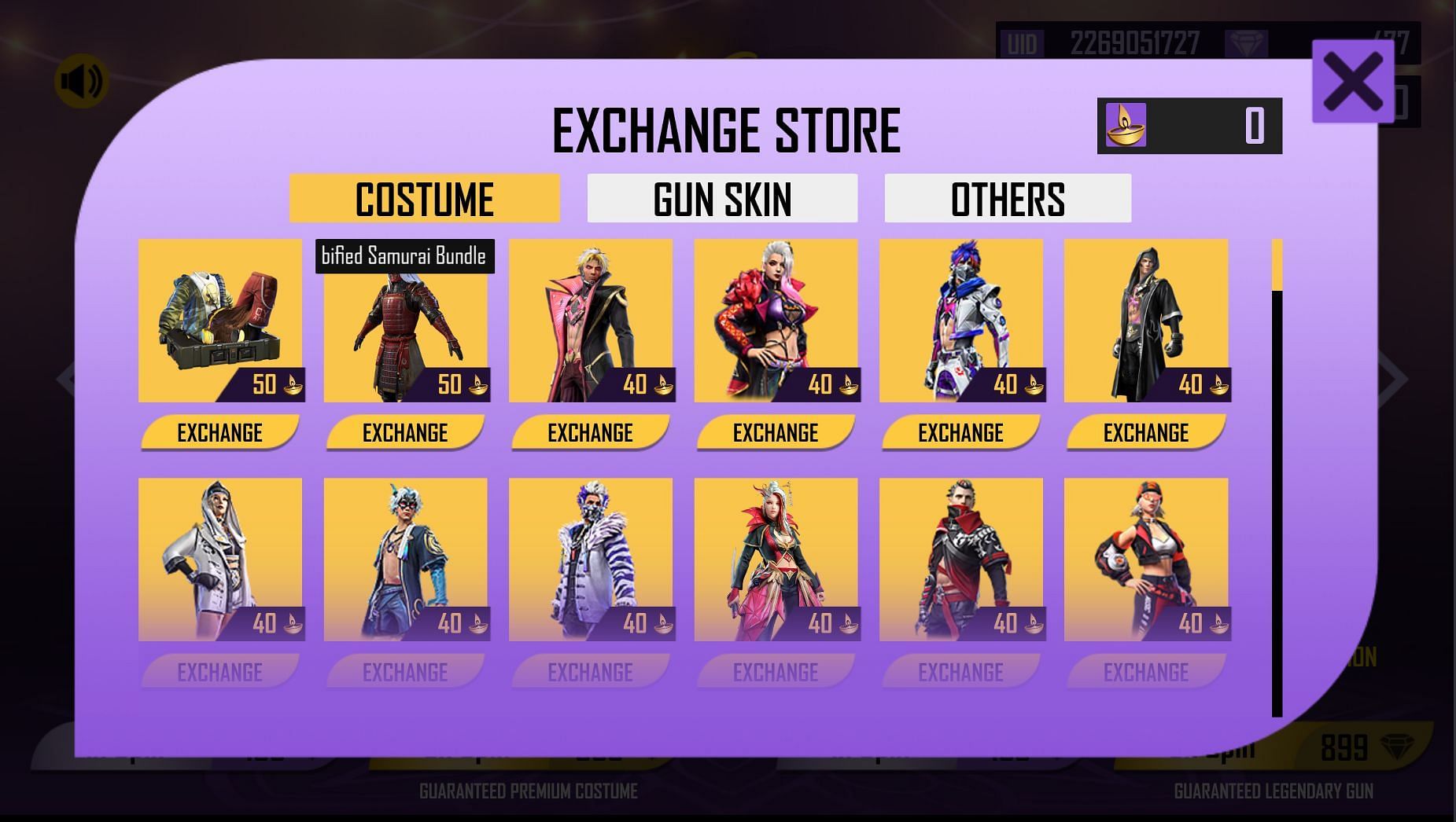 Lots of items are available (Image via Free Fire)