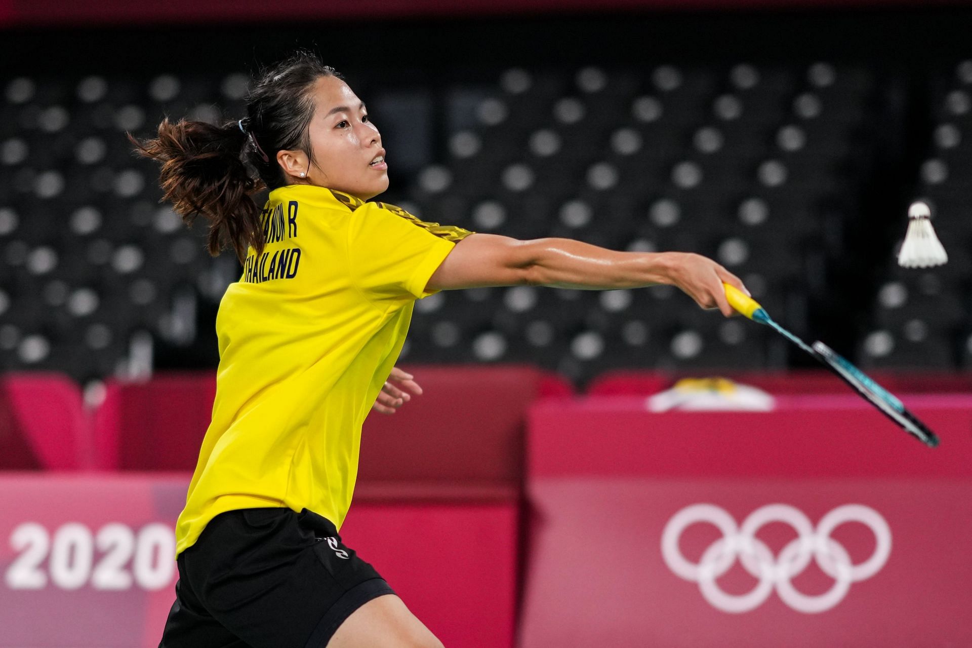 Ratchanok Intanon in action at the Tokyo Olympics