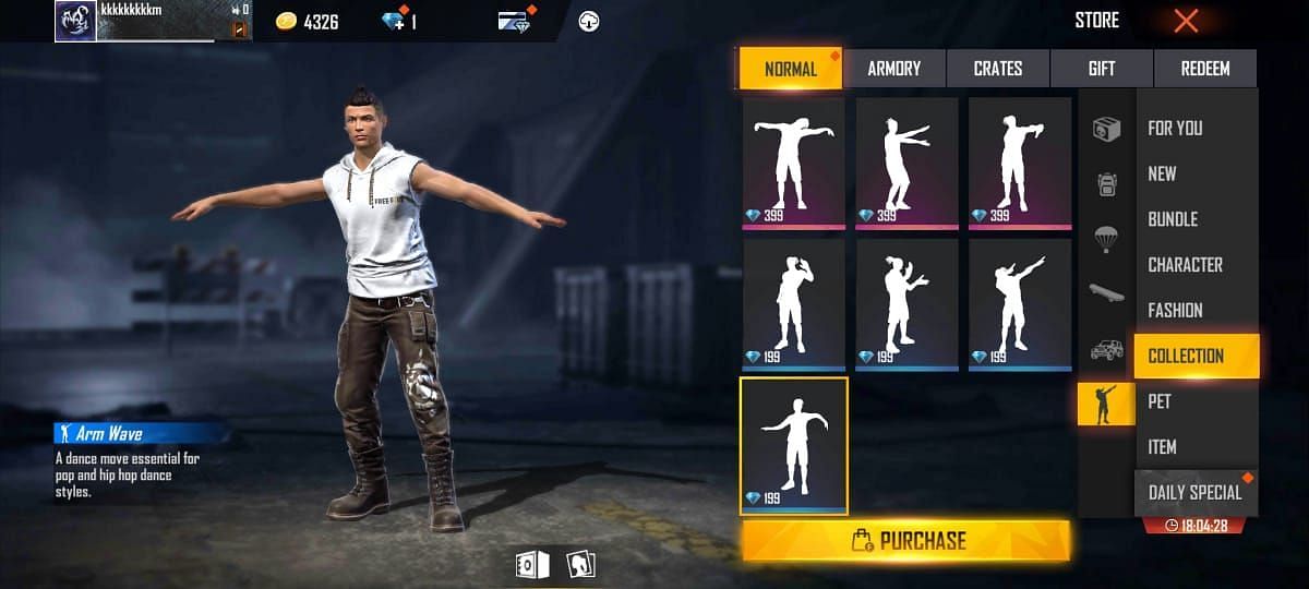 Arm Wave emote in Free Fire (Image via Garena)