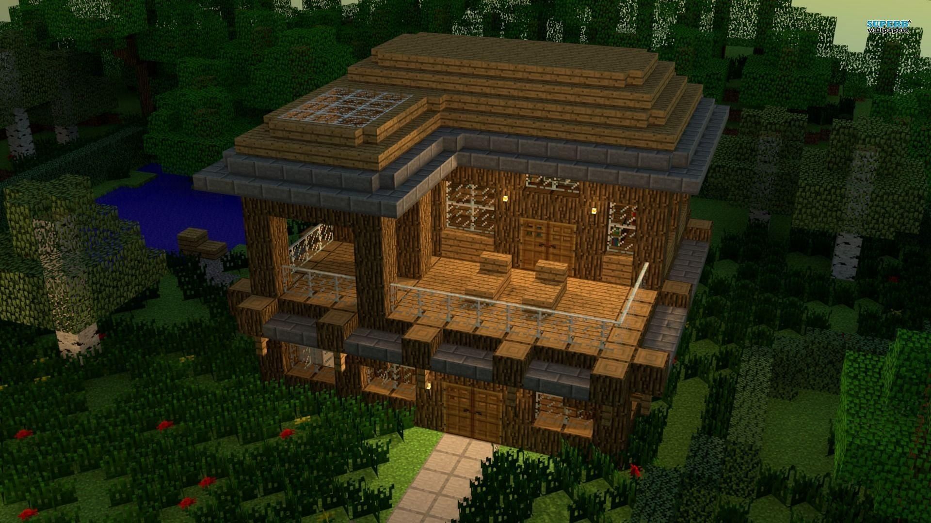 Wooden hut in Minecraft (Image via Minecraft)