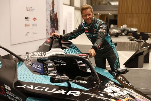 Sam Bird (GBR), Jaguar Racing, Jaguar TCS Racing I-TYPE 5 looking over the new car at the launch event during the Jaguar Racing Launch on November 2, 2021 in Coventry, England. (Photo by Andrew Ferraro/LAT Images via Getty Images)