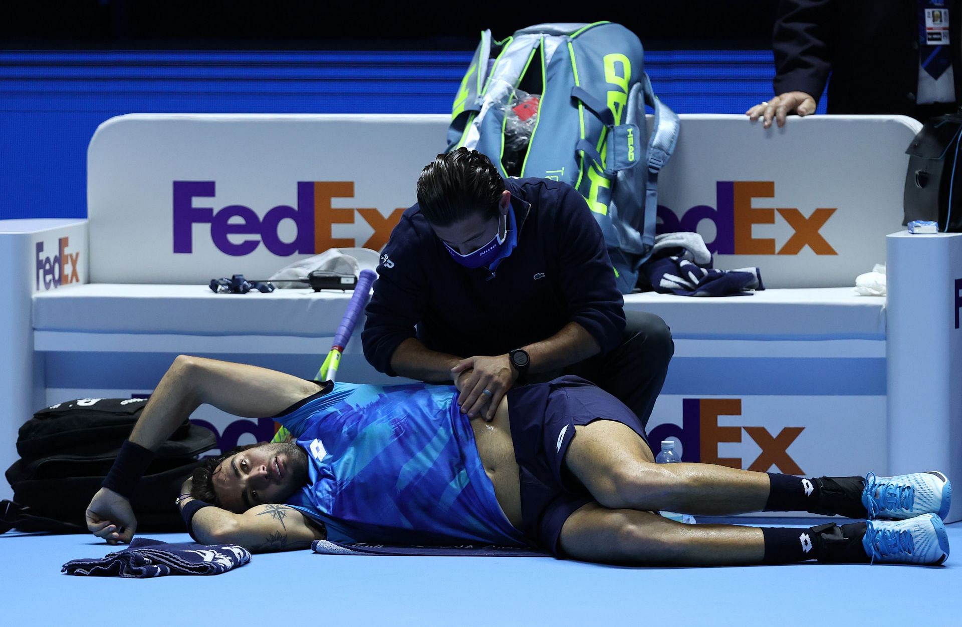 Berrettini suffered an injury to his right oblique during his match against Alexander Zverev