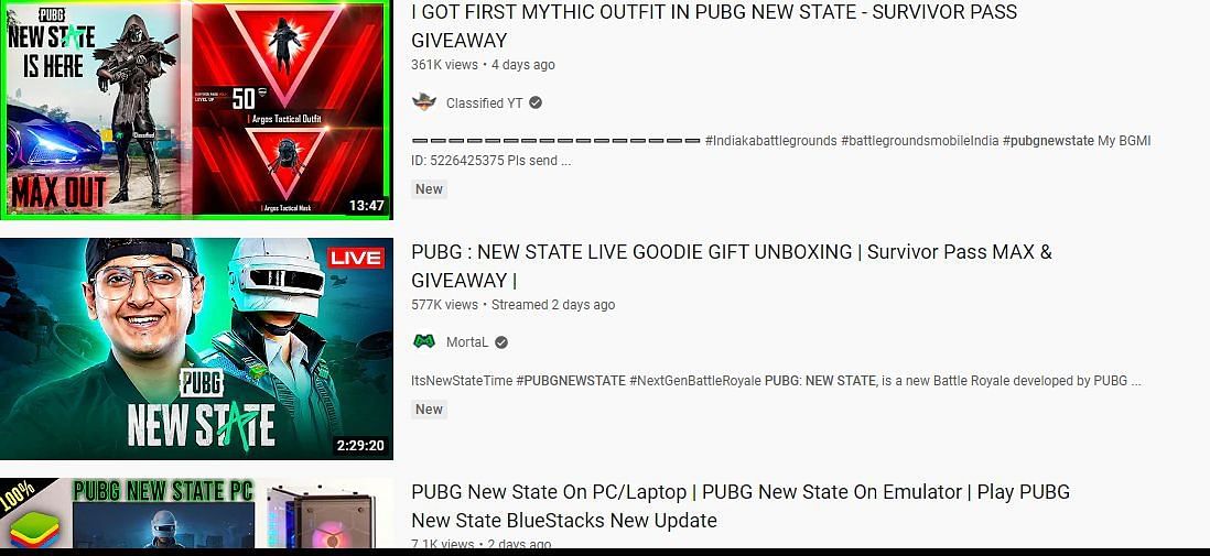 PUBG New State giveaways (Image via Youtube)