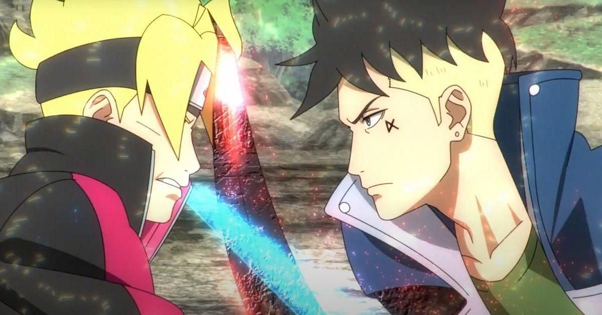 Boruto and Kawaki, seen clashing here in Kawaki&#039;s debut before building a brotherly relationship with one another. (Image via Studio Pierrot)