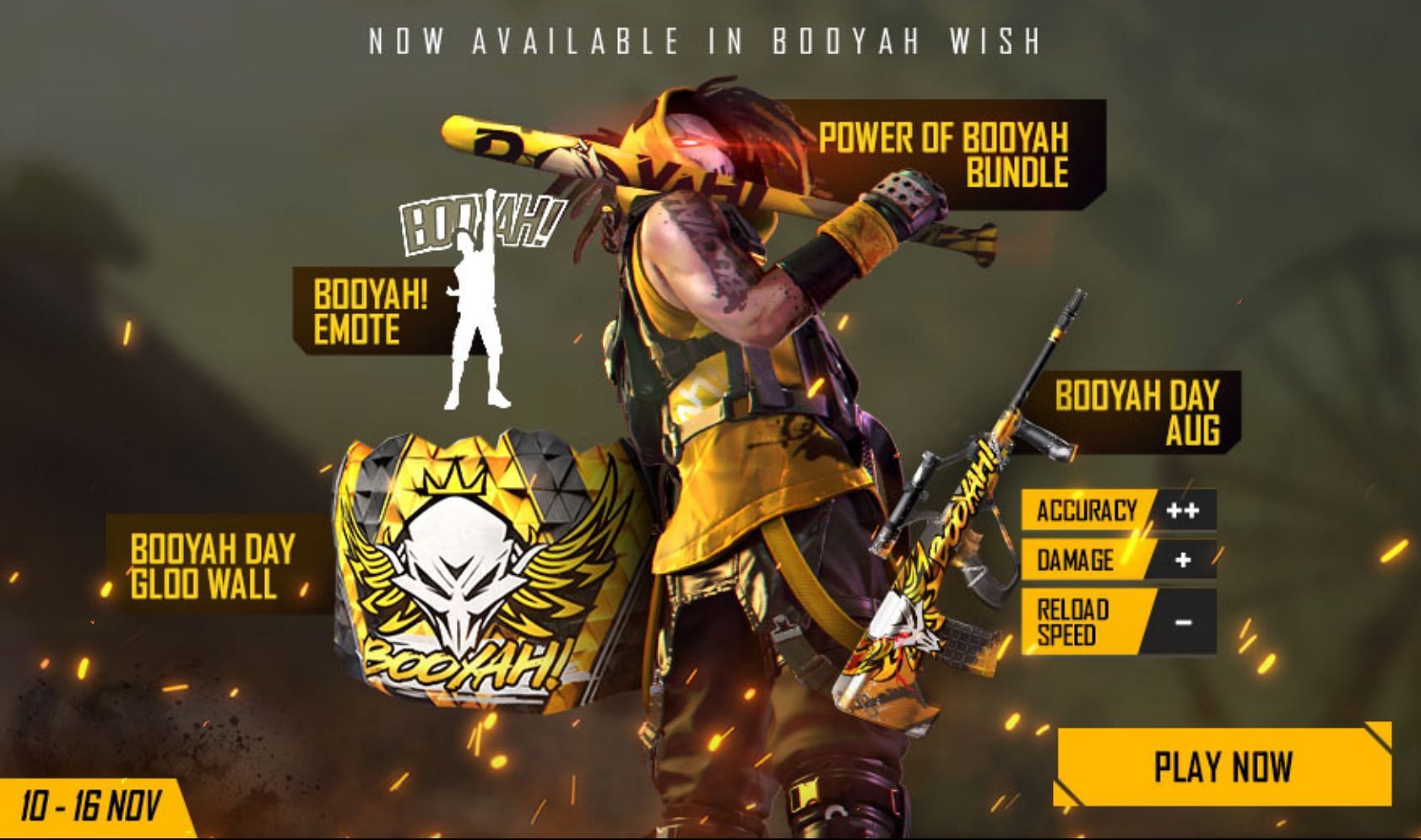 Free Fire Booyah Wish event rewards: Booyah emote, Gloo Wall, AUG gun skin,  and more