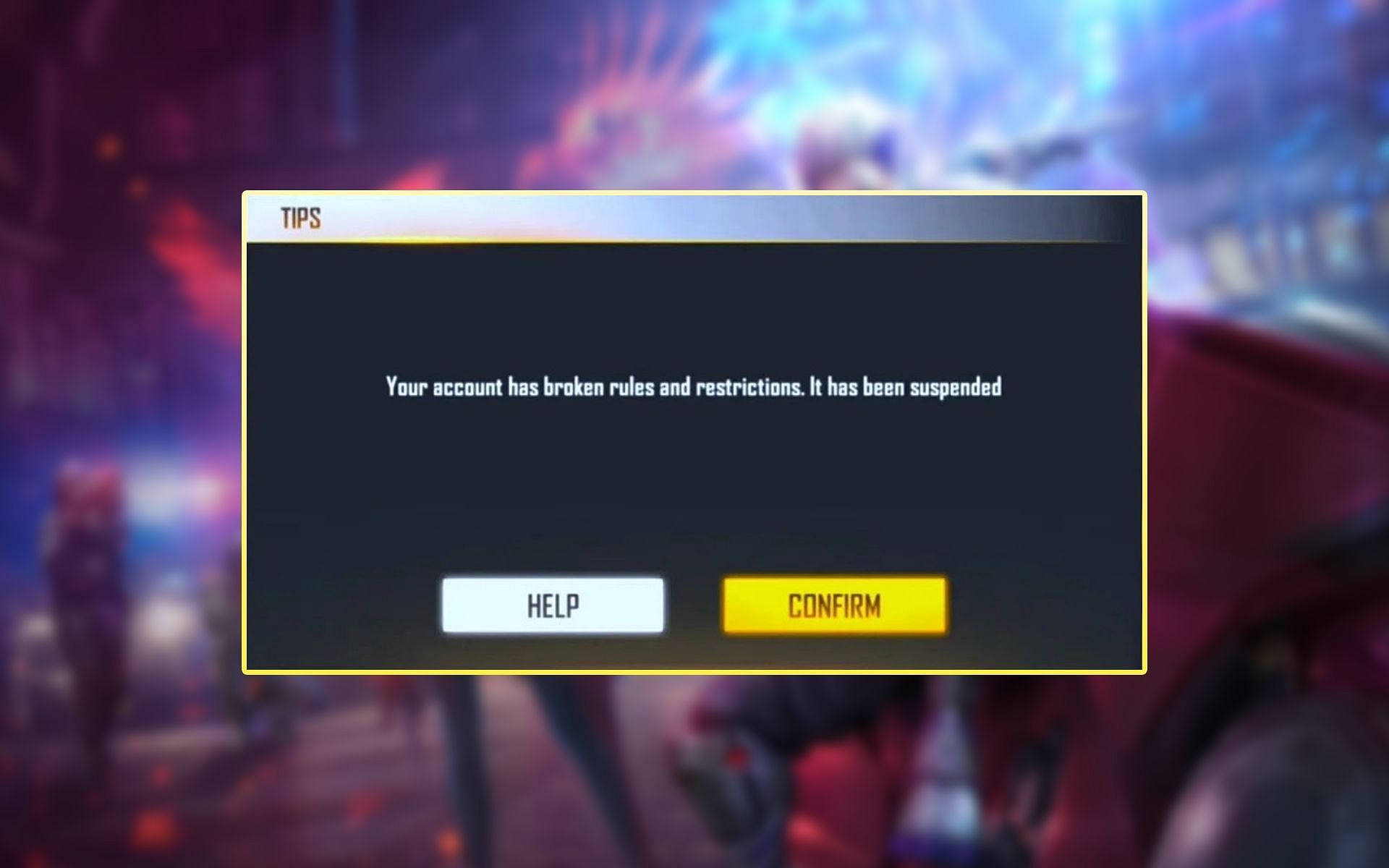 This error shows up on the screens of banned players (Image via Free Fire)