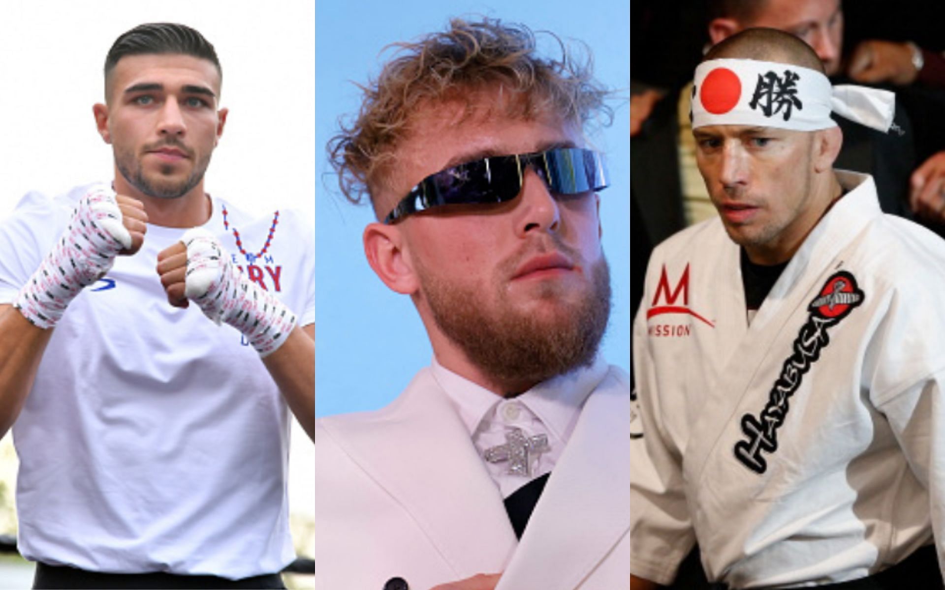 Tommy Fury (left); Jake Paul (center); Georges St-Pierre (right)