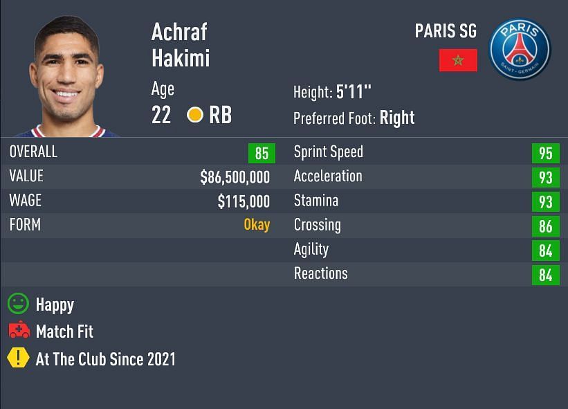 Hakimi has a 4-star rated weak-foot (Image via Sportskeeda)