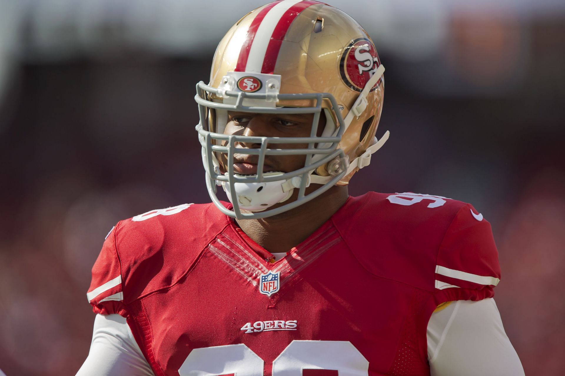 EnterLawrence Okoye of the San Francisco 49ers