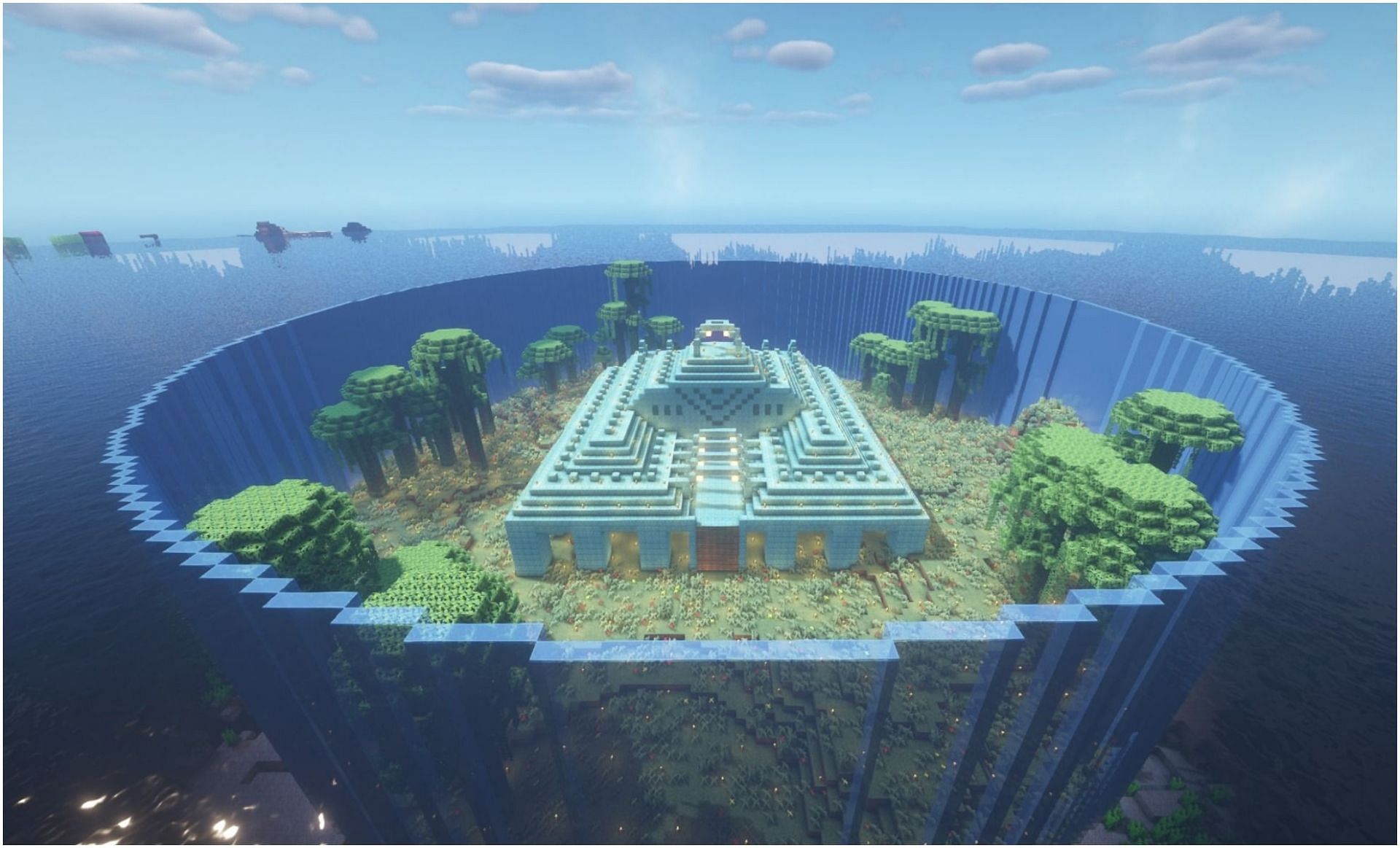 An underwater drainage system (Image via Minecraft)