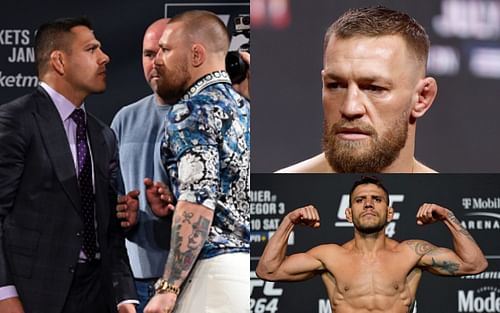 The RDA-McGregor 2016 face-off (left); Conor McGregor (top right); Rafael dos Anjos (bottom right)