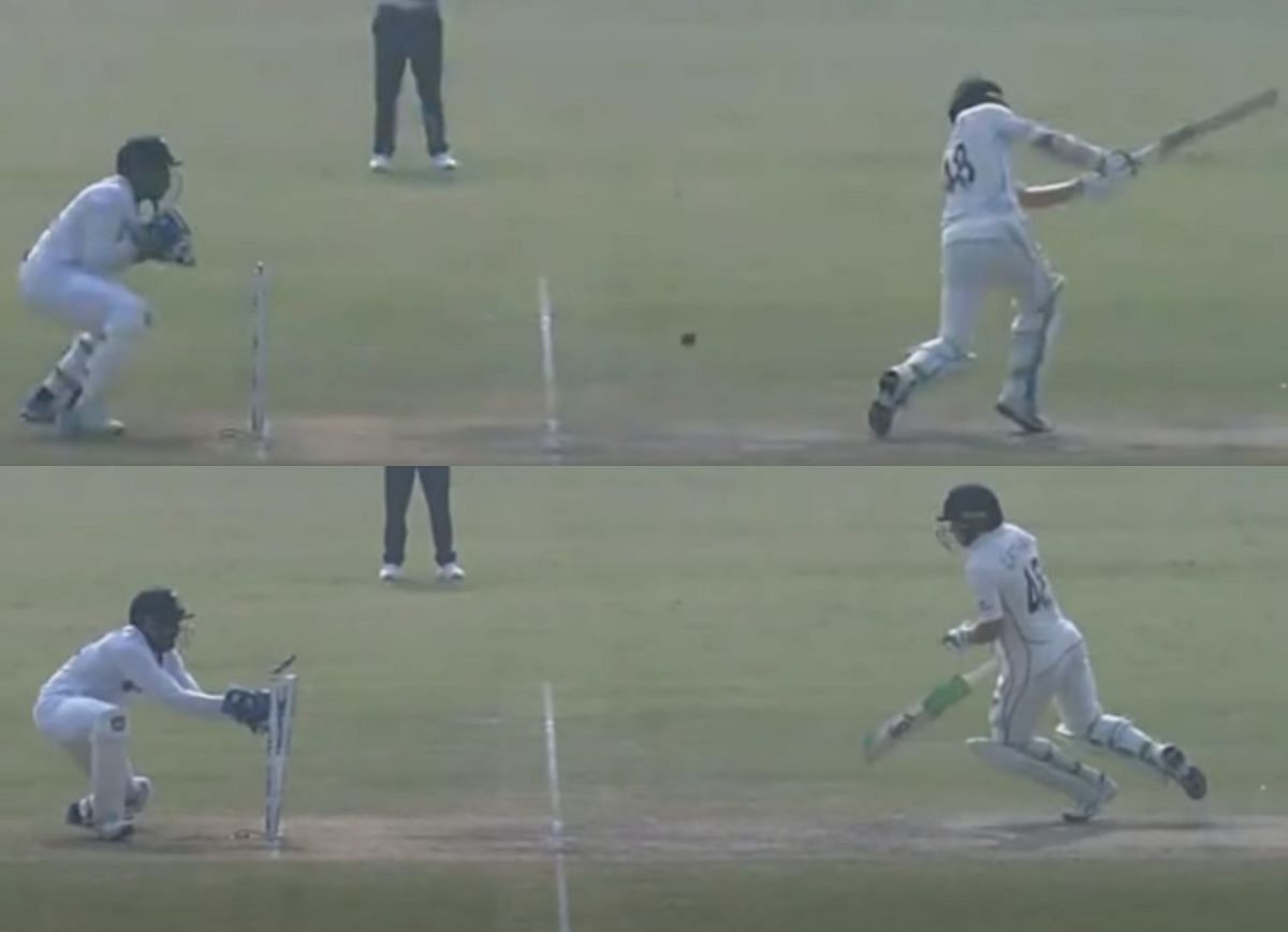 Screenshots of Tom Latham&rsquo;s stumping. Pics: BCCI