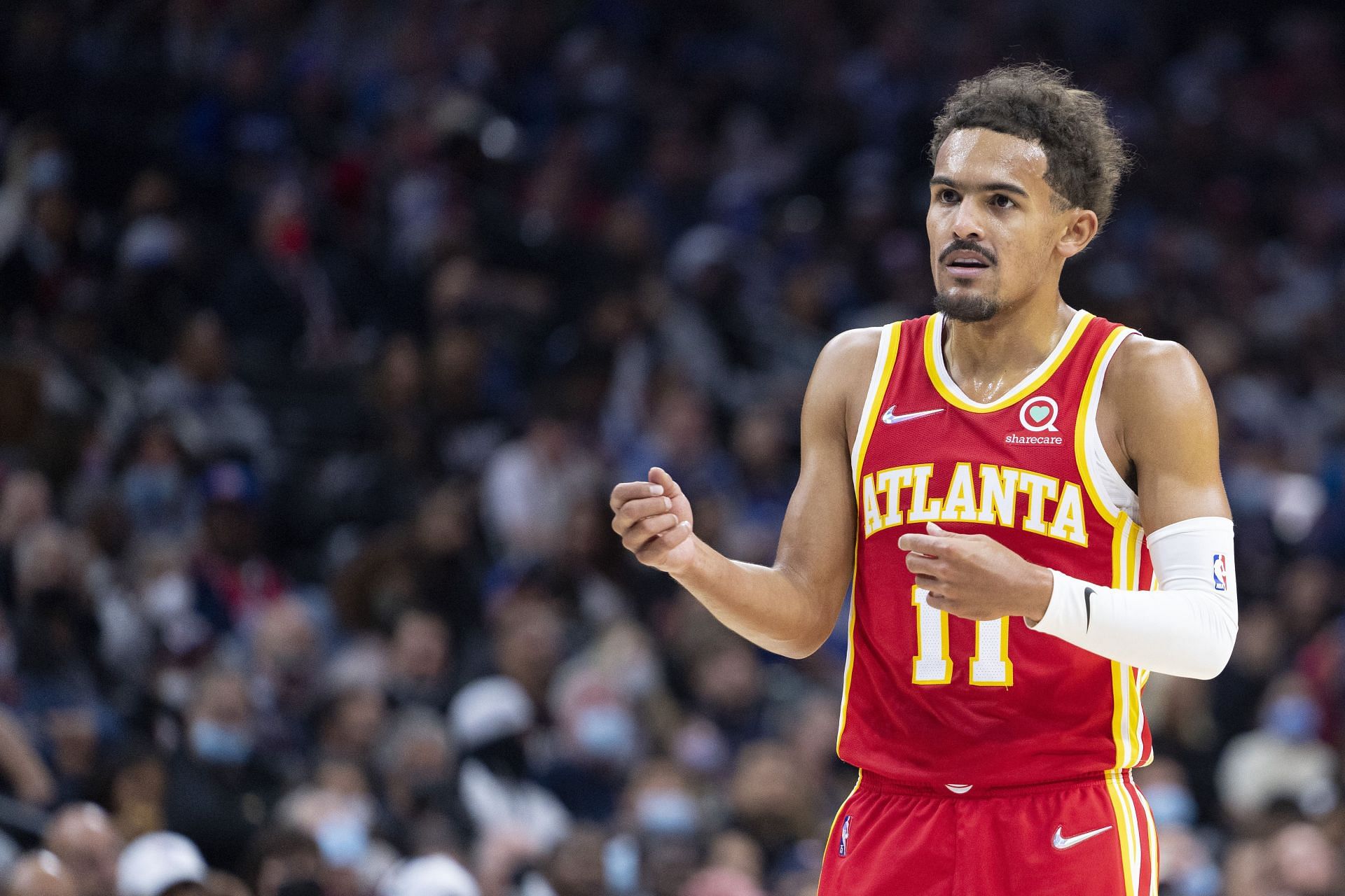 Trae Young of the Atlanta Hawks against the Philadelphia 76ers
