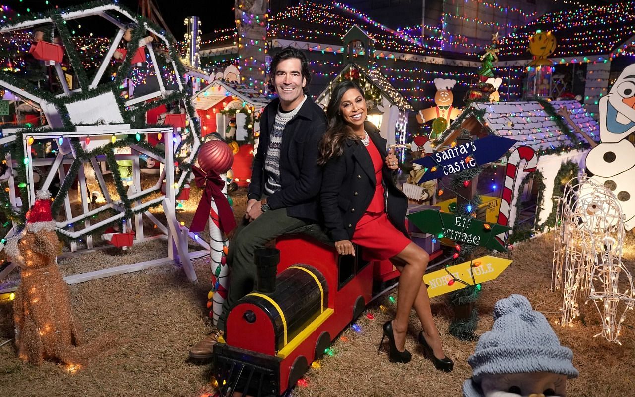 The Great Christmas Light Fight judges Carter Oosterhouse and Taniya Nayak (Image via ABC)