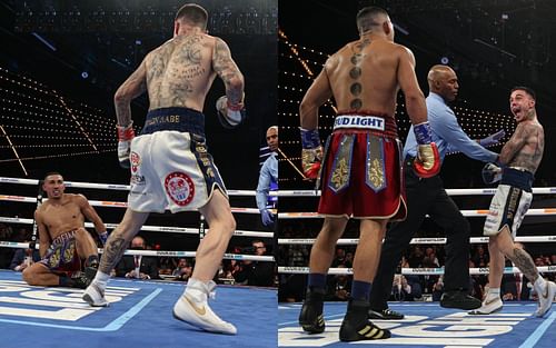 George Kambosos Jr. upsets Teofimo Lopez [Photos via @ESPNRingside on Twitter]