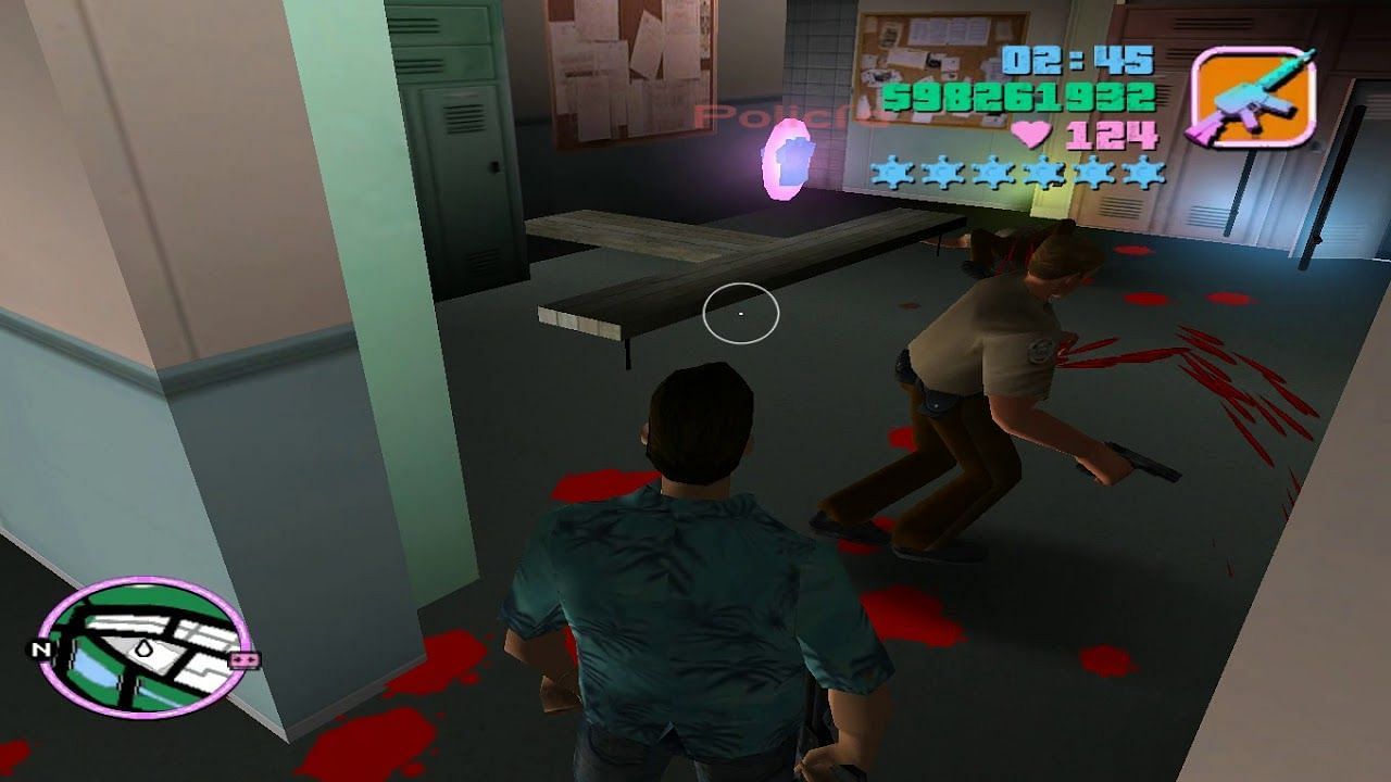 A player in GTA Vice City with a 6-Star wanted level. (Image via Rockstar Games)