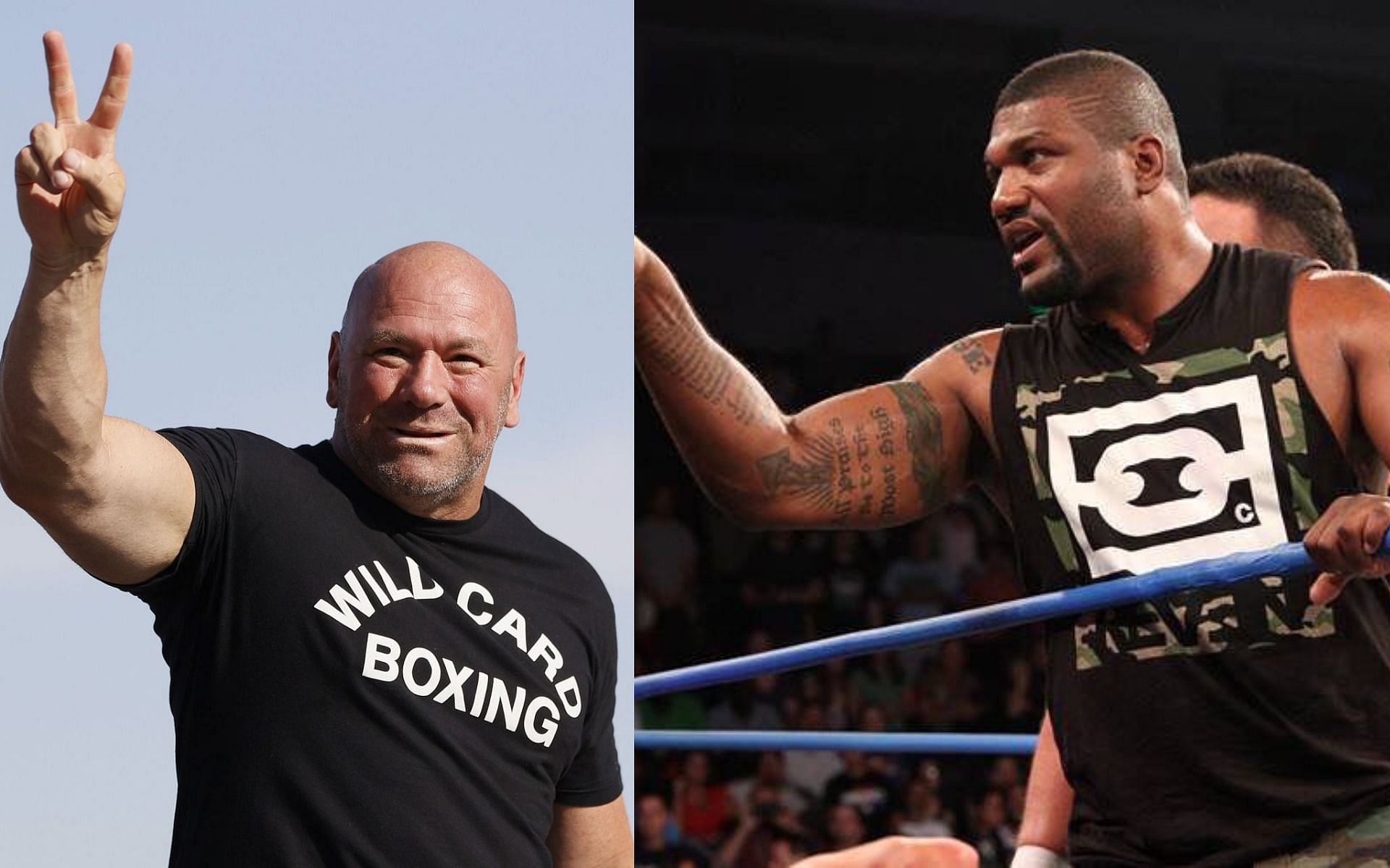 Dana White (left), Rampage Jackson (right) [Images courtesy via Getty: NASCAR Cup Series South Point 400, &amp; Instagram @rampage4real]