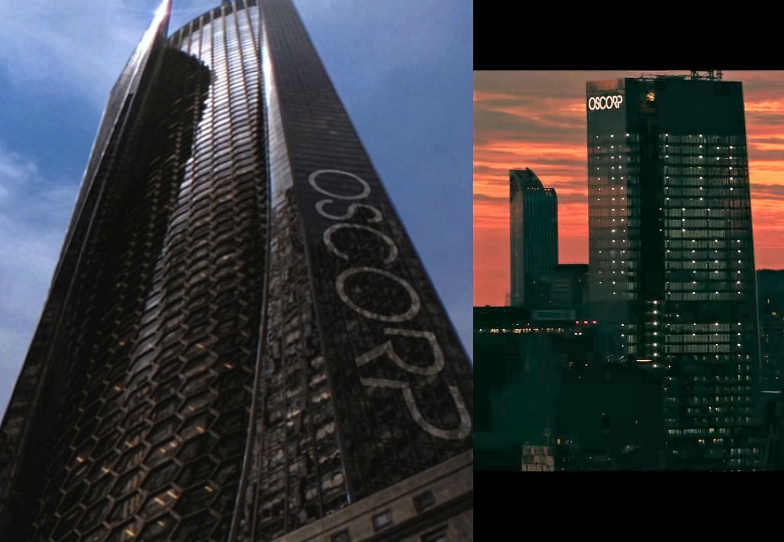 The Oscorp building in TASM and in Morbius (Image via Sony Pictures Entertainment/Marvel)