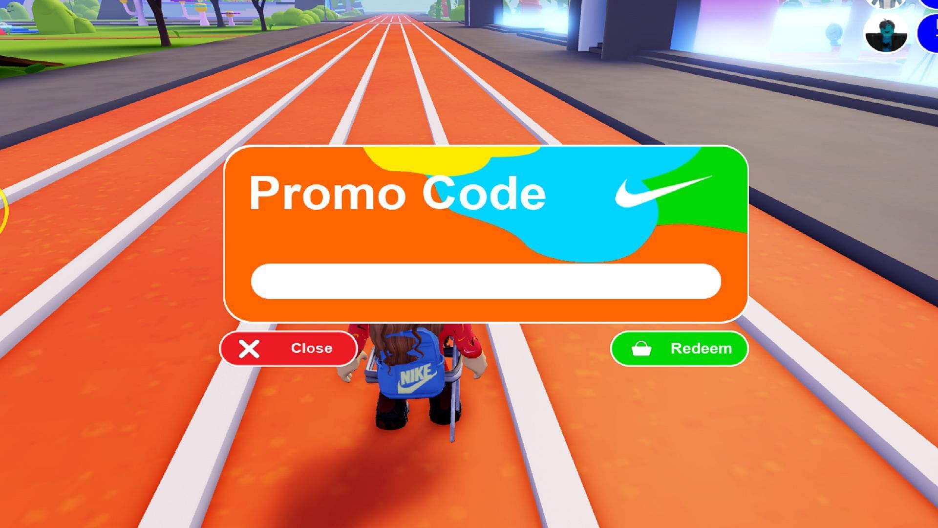 Use the Promo Code menu for Nikeland codes (Image via Roblox)
