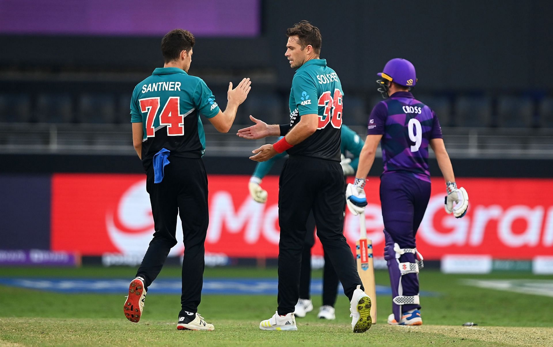 Tim Southee and Mitchell Santner. Pic: Getty Images