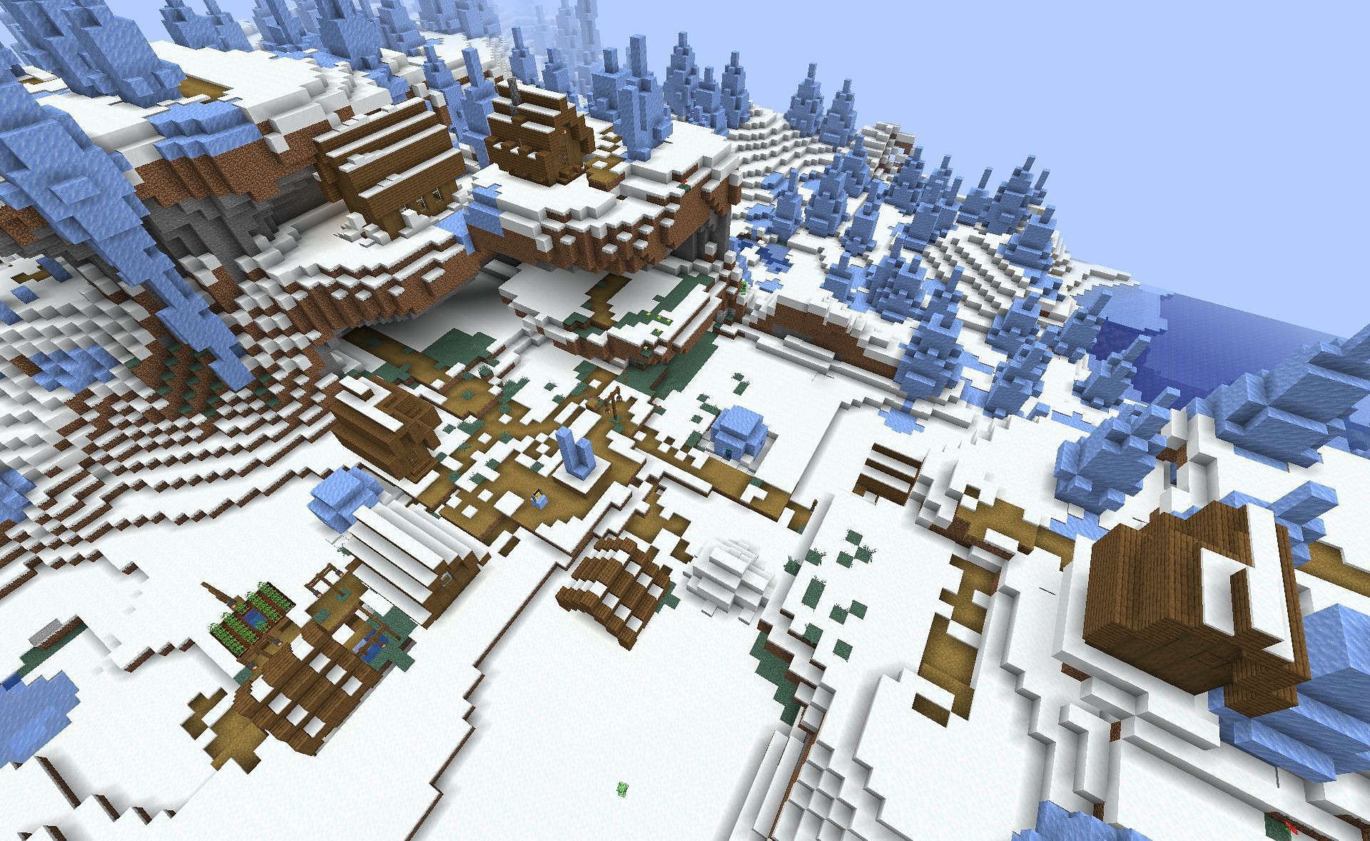 A snow village near ice spikes (Image via Minecraft)