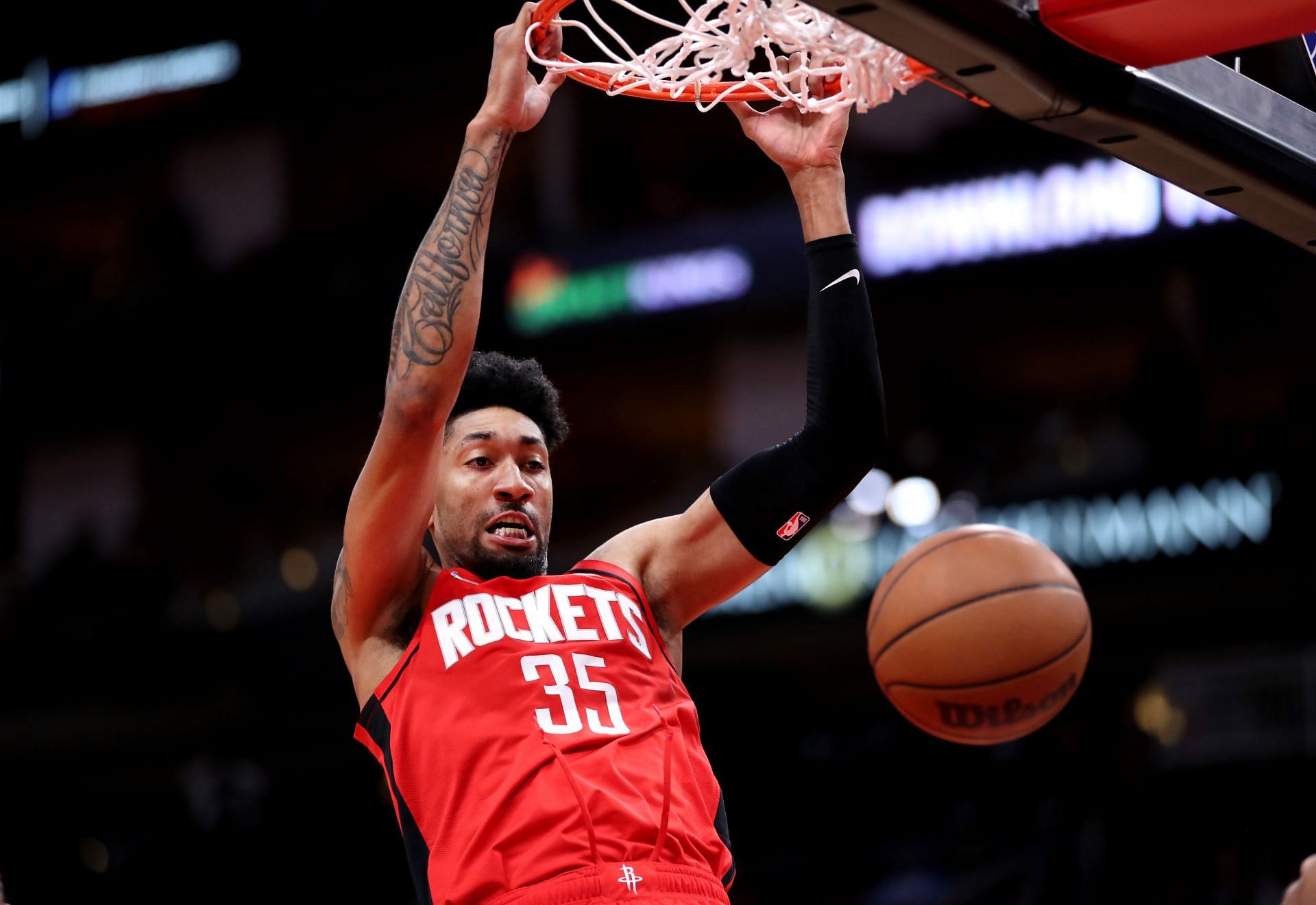 Christian Wood in action during Charlotte Hornets v Houston Rockets game