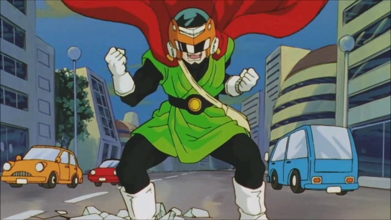 Gohan in his Great Saiyaman outfit as seen in Dragon Ball Z. (Image via Toei Animation)