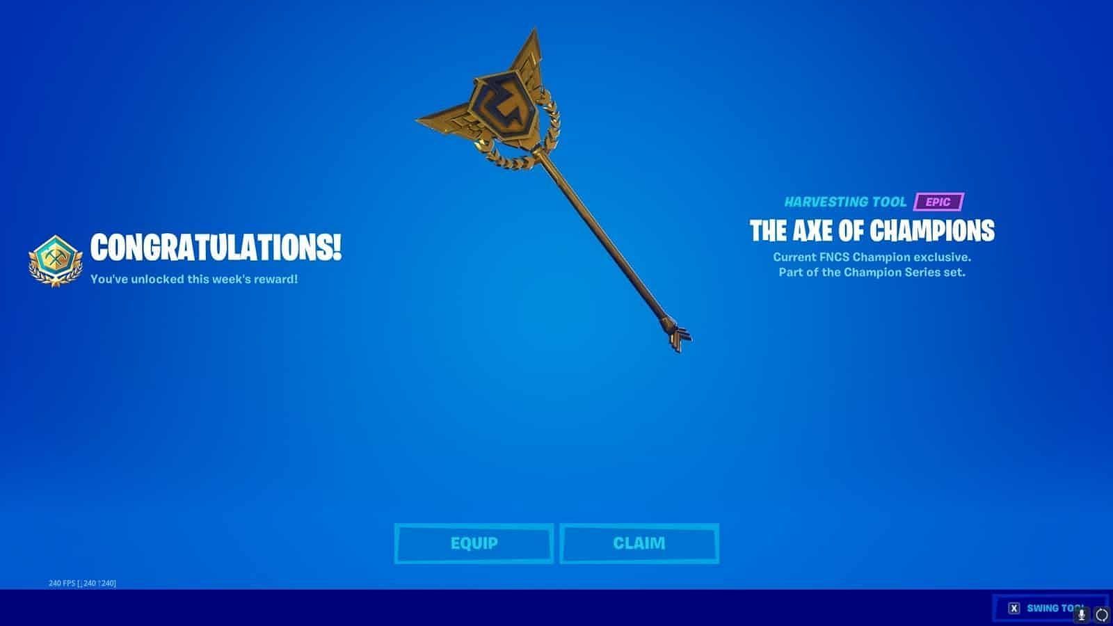 Pickaxe of the Champions in Fortnite Chapter 2 Season 8 (Image via Epic Games)