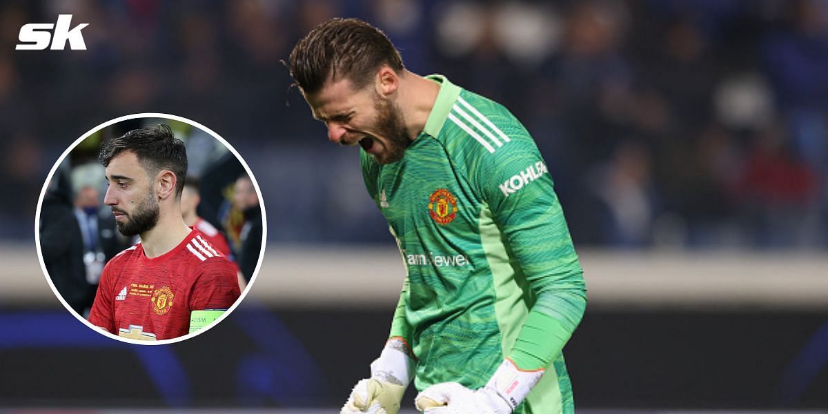 Manchester United star Bruno Fernandes (inset) wants David de Gea to be protected better