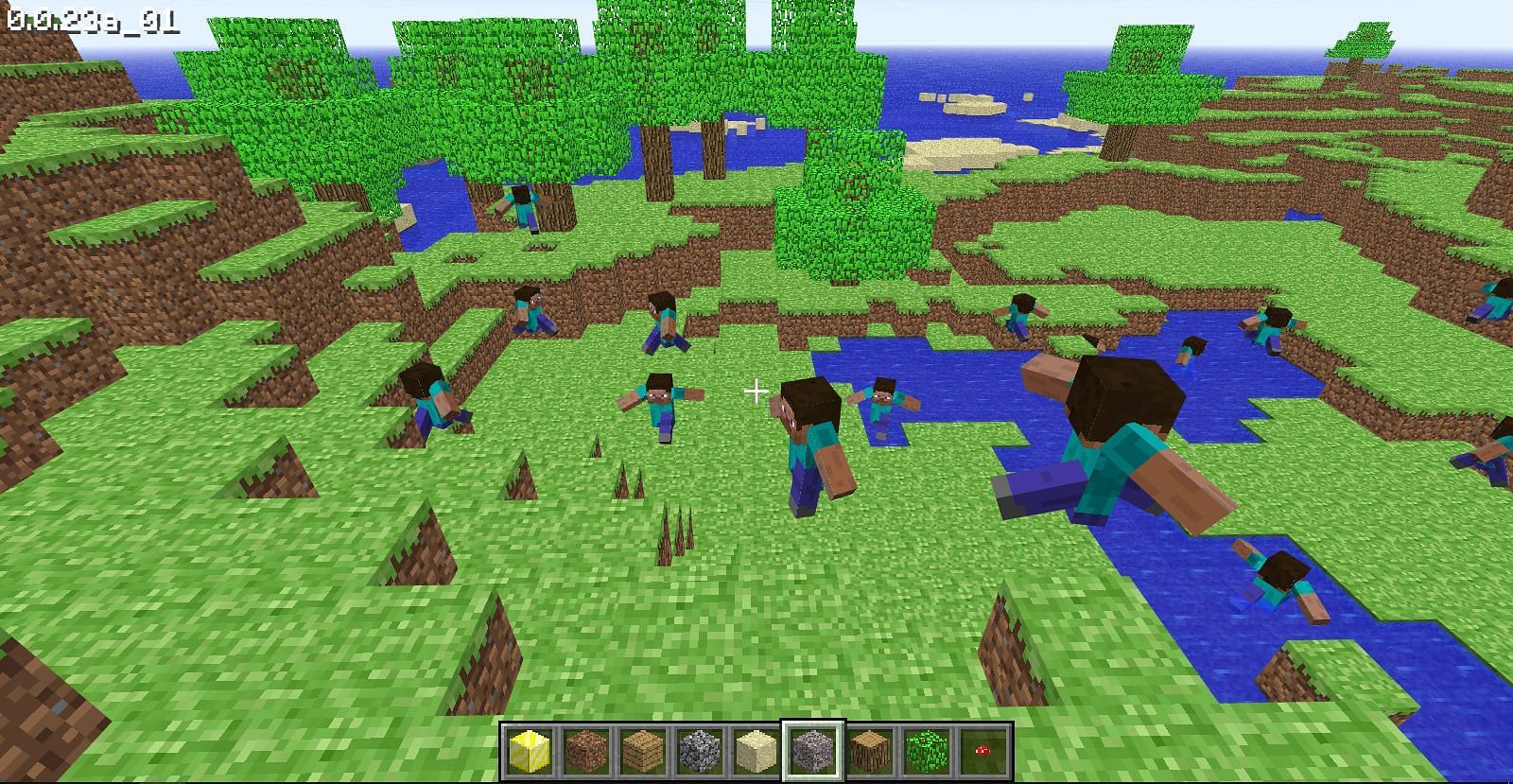 Multiple Steve mobs running (Image via Minecraft)