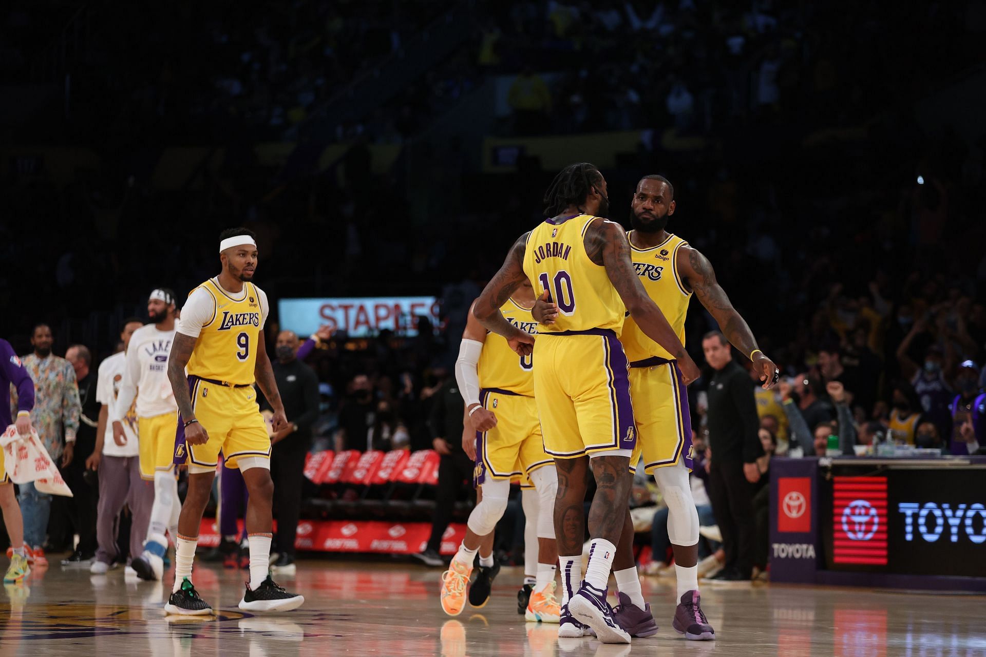 LA Lakers in action during an NBA game.