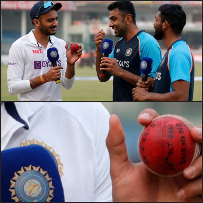 "It wasn't me"- Axar Patel responds to Wasim Jaffer on putting the wrong date on the ball following his 5-wicket-haul against New Zealand