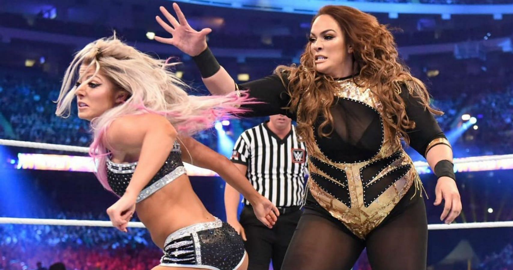 Alexa Bliss and Nia Jax at WrestleMania 34