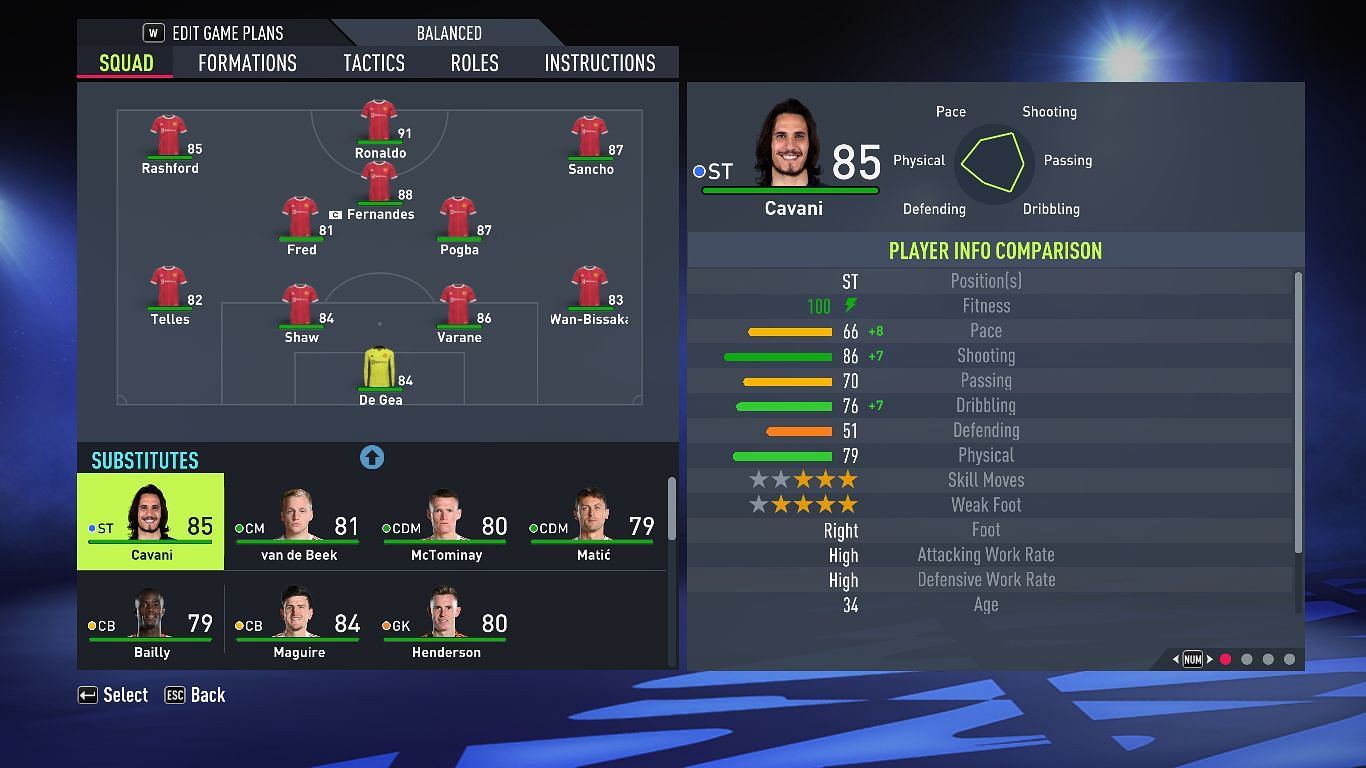 Manchester United first team (Image via FIFA 22)