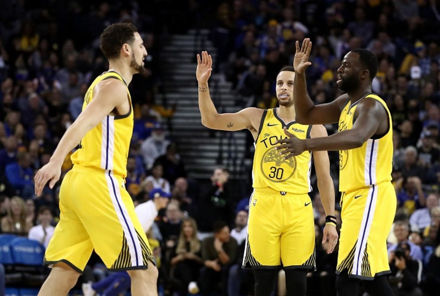 The NBA is holding its collective breath, waiting for Stephen Curry, Klay Thompson and Draymond Green to play together. [Photo: Complex]