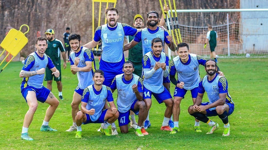 Kerala Blasters players during a training session (Image credits: indiansuperleague.com)