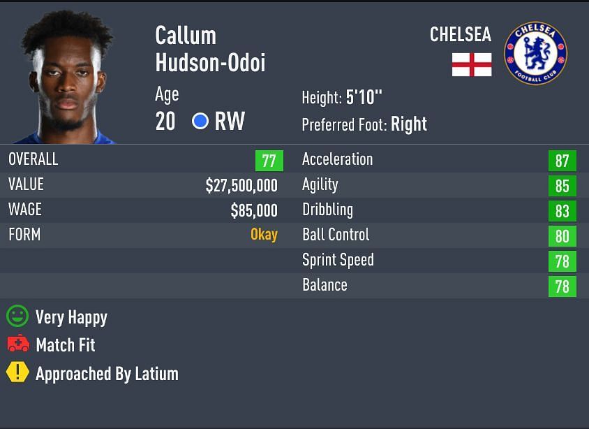 Hudson-Odoi has 4-star rated skill moves (Image via FIFA)