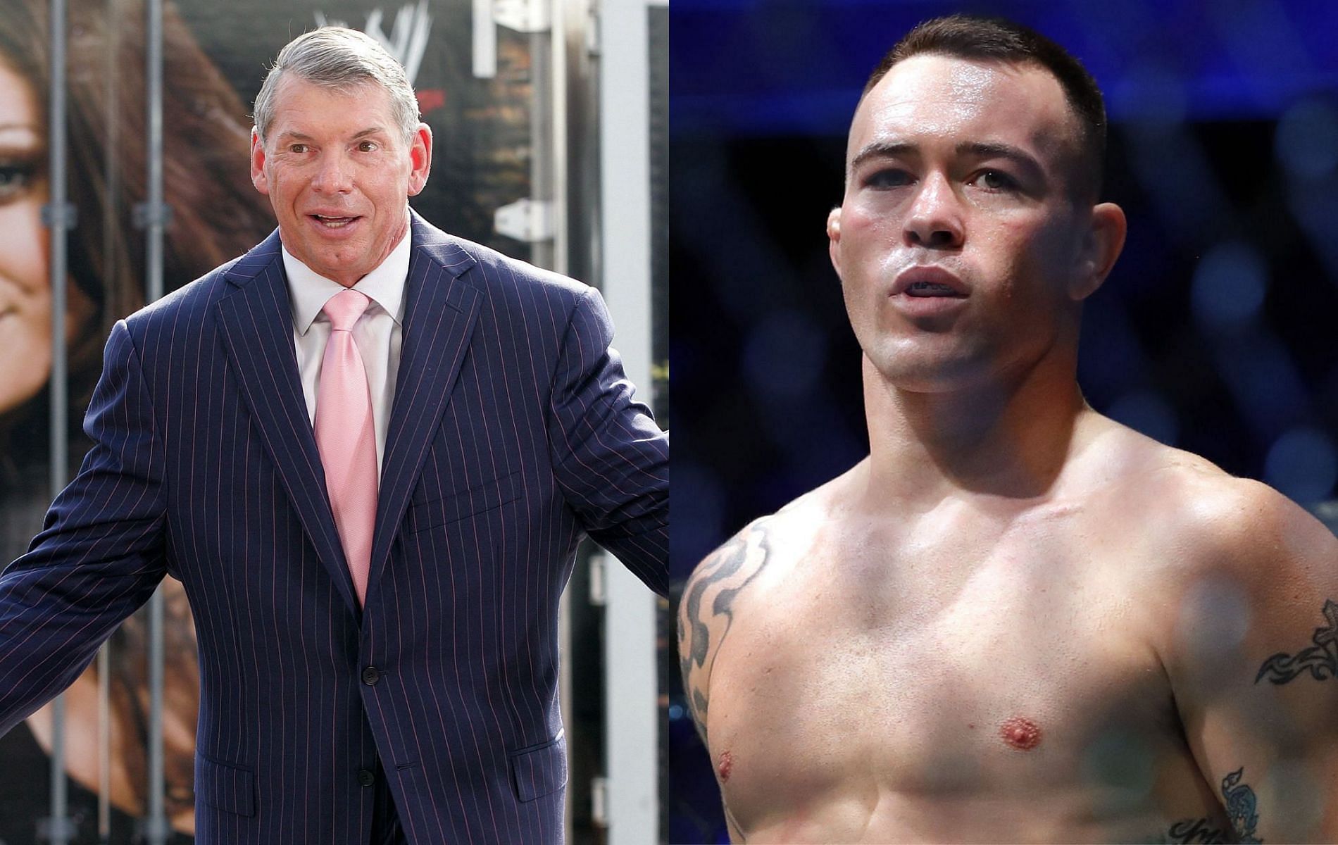 WWE chairman Vince McMahon (left); Colby Covington (right).