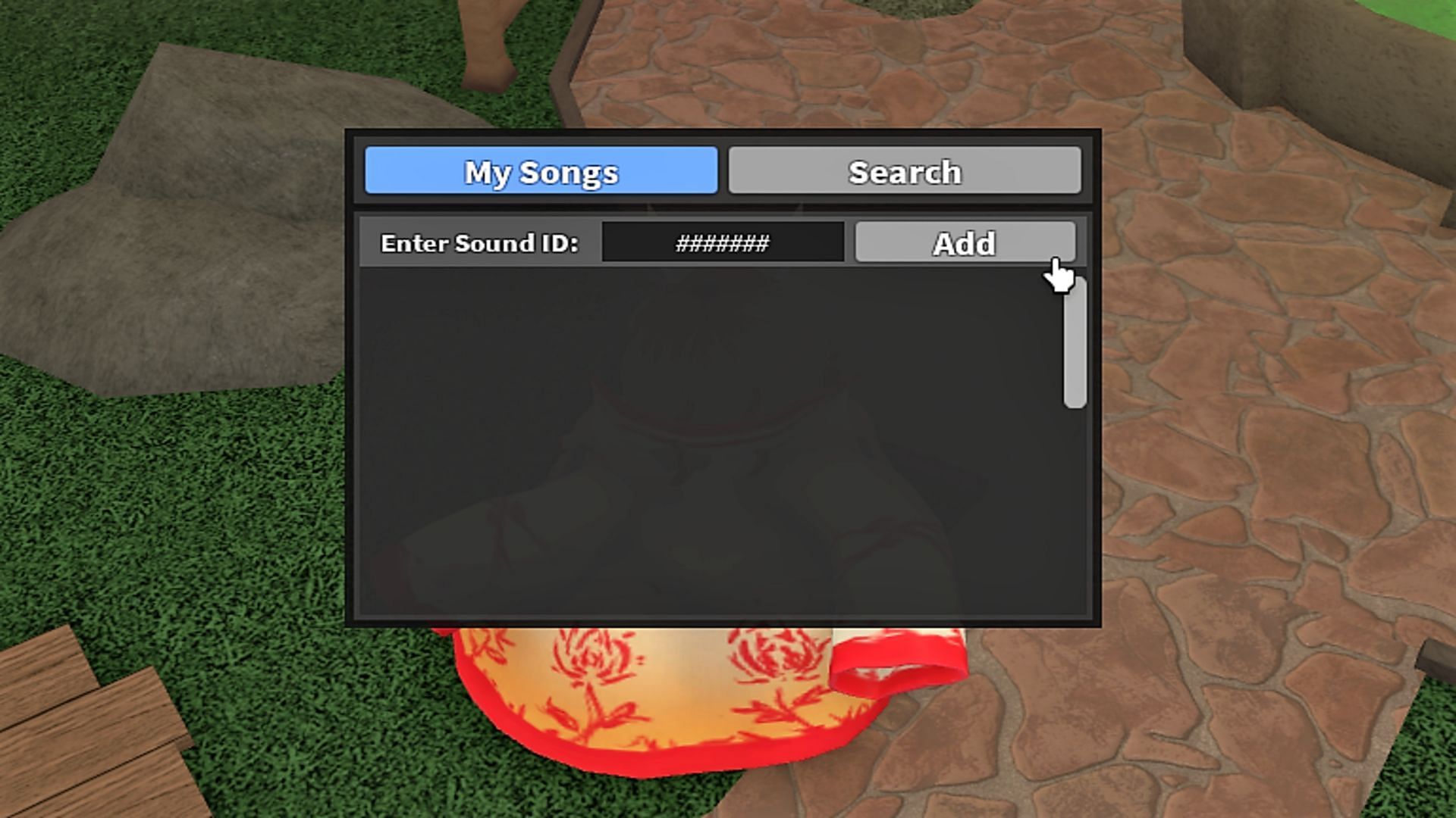 Fill that music list to play with great songs. (Picture via Roblox)