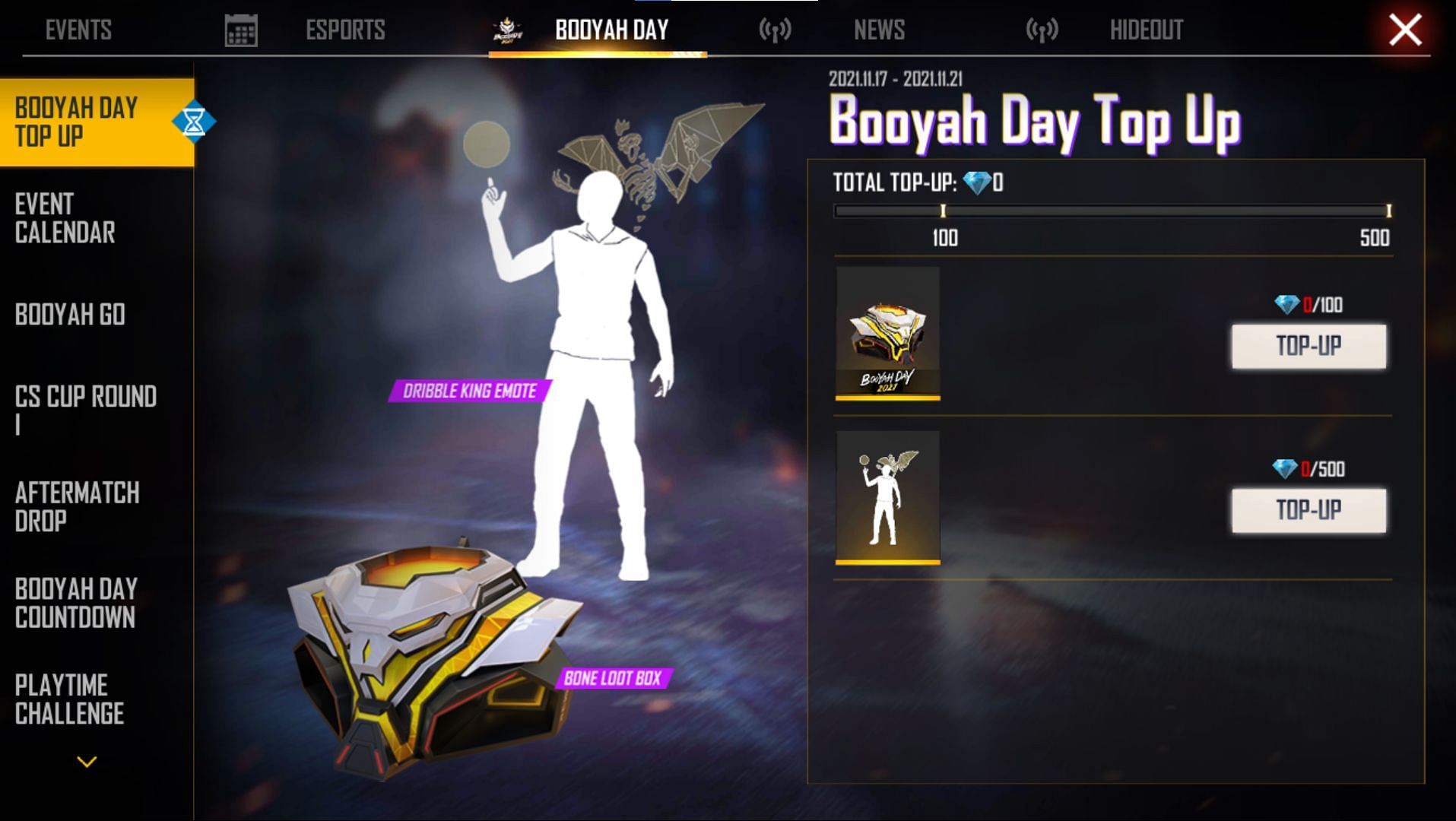 Top-up event offers a free loot box and legendary emote (Image via Free Fire MAX)