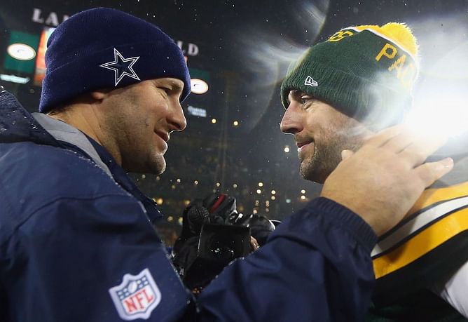 What did Tony Romo say about Aaron Rodgers during SNF broadcast?