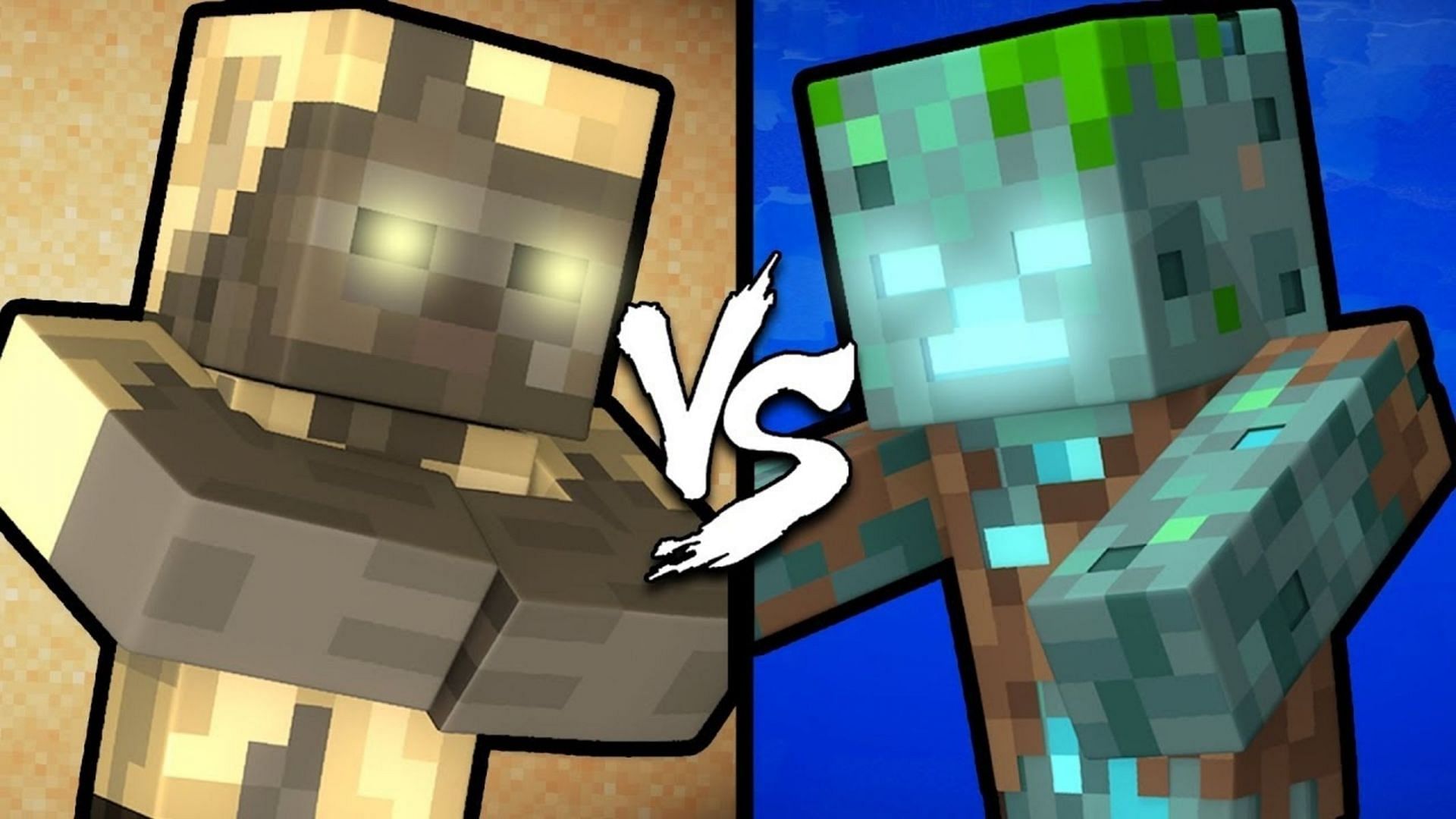 Drowned and husks are both variants of typical zombie mobs (Image via Mojang/YouTube user Orepros)