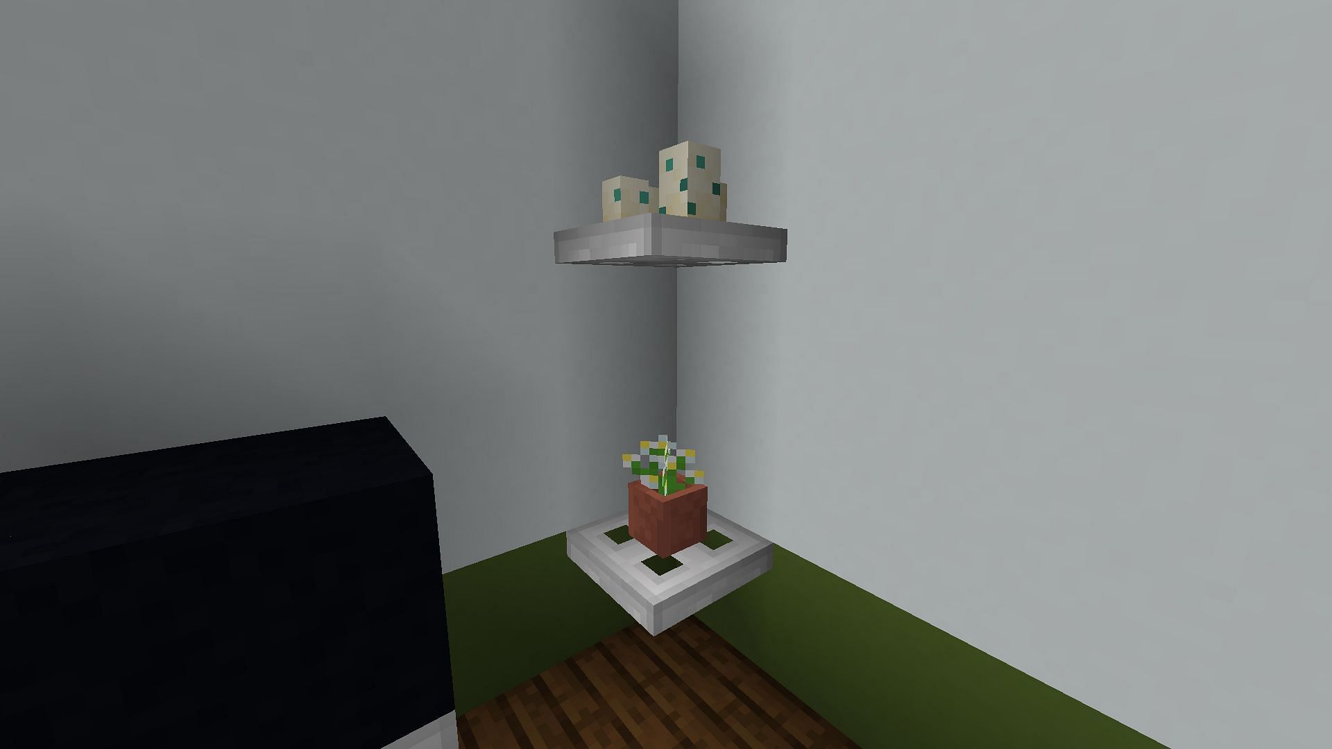 Shelves made with trapdoors (Image via Minecraft Furniture)