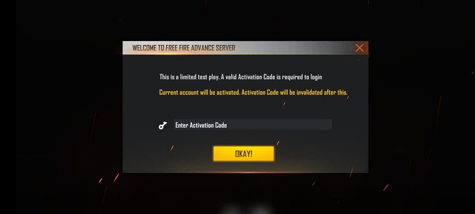 Activation code is a must for accessing the Free Fire Advance Server (Image via Garena)