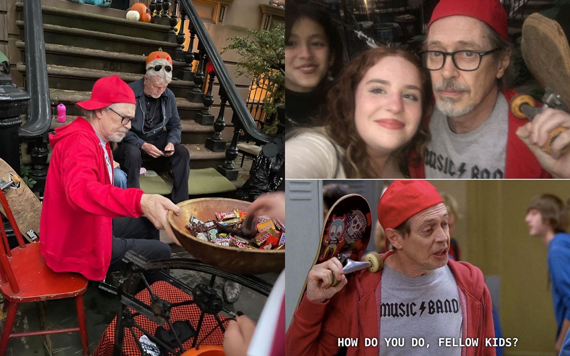Buscemi dressed up as Detective Lenny Wosniak from 30 Rock (Image via mikeshza/ Twitter, DebraWexler_/Twitter, and NBC)