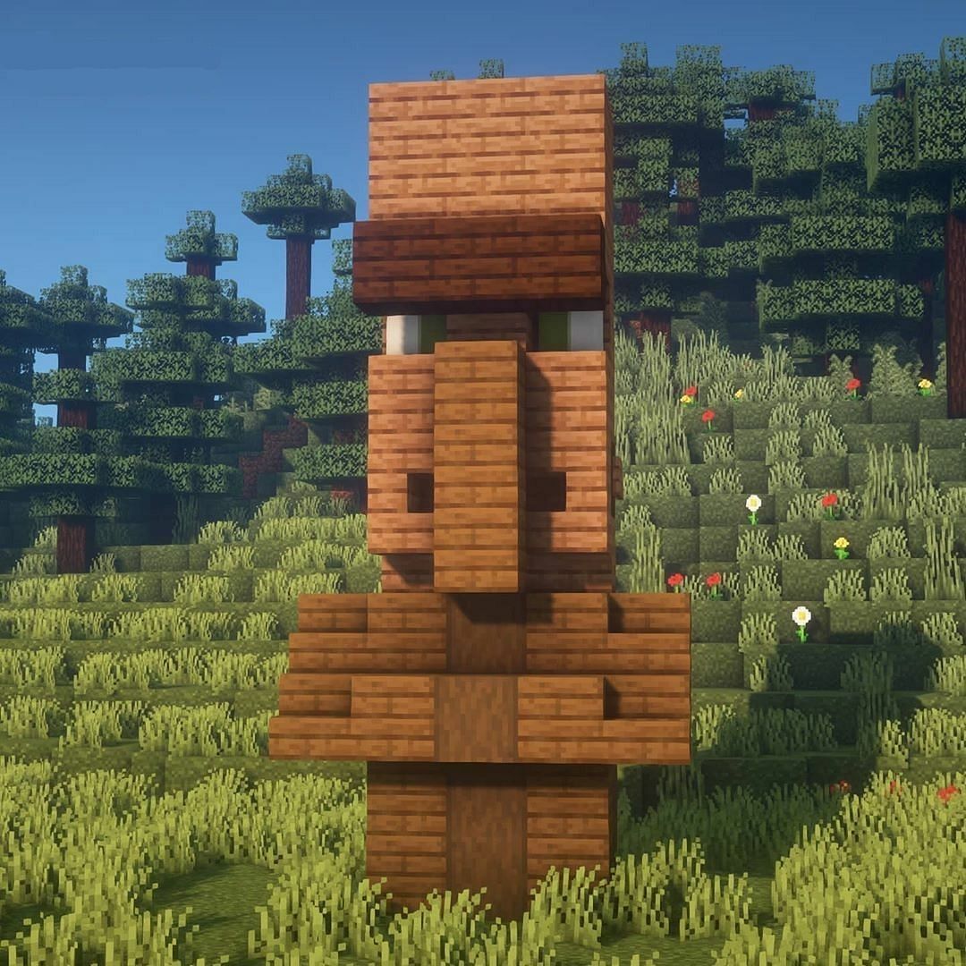 A villager statue in Minecraft (Image via Goldrobin on YouTube)