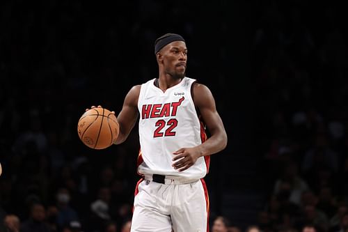 Miami Heat superstar Jimmy Butler surveying the court