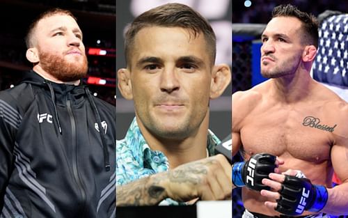 Justin Gaethje (left); Dustin Poirier (center); Michael Chandler (right)